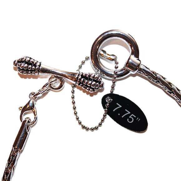 DaVinci Charm Bracelet 7.75" w/ 7 Beads - Soccer Ball Sport Star Cheer Orange CZ - Picture 3 of 4